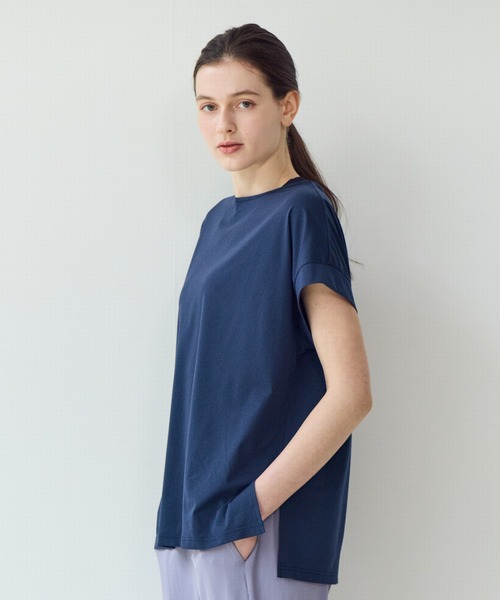 Julier Yoga and Relax(ジュリエヨガアンドリラックス)の「Julier (定番)ライトプライム オーバートップス(Tシャツ/カットソー・レディース・ブルー/ホワイト/ネイビー・FREE)」の2枚目の写真