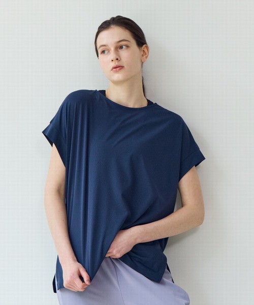 Julier Yoga and Relax(ジュリエヨガアンドリラックス)の「Julier (定番)ライトプライム オーバートップス(Tシャツ/カットソー・レディース・ブルー/ホワイト/ネイビー・FREE)」の5枚目の写真