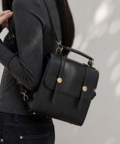 Burner（バーナー）の「【Leathen Leather（レーセンレザー）】レトロ調レザー 3WAYスクエアリュック lea-bpack-4-14（バックパック/リュック・レディース・シルバー/ブラック・FREE）」の2枚目の写真