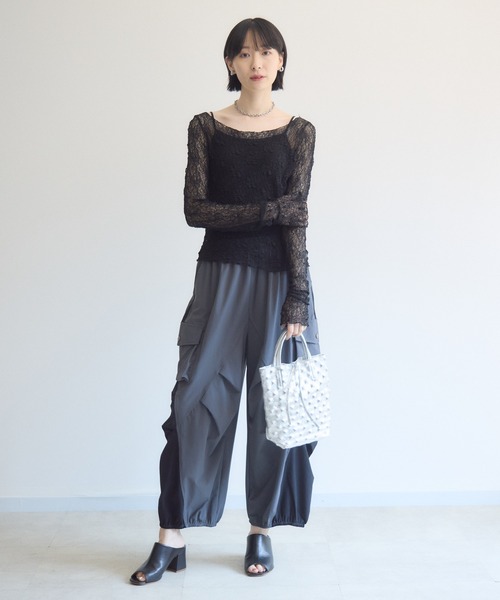 Paradise Picnic(パラダイスピクニック)の「TRANOI. ソフトレースシアートップス(Tシャツ/カットソー・レディース・ホワイト/ブラック/ブラウン・FREE)」の11枚目の写真