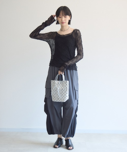 Paradise Picnic(パラダイスピクニック)の「TRANOI. ソフトレースシアートップス(Tシャツ/カットソー・レディース・ホワイト/ブラック/ブラウン・FREE)」の12枚目の写真