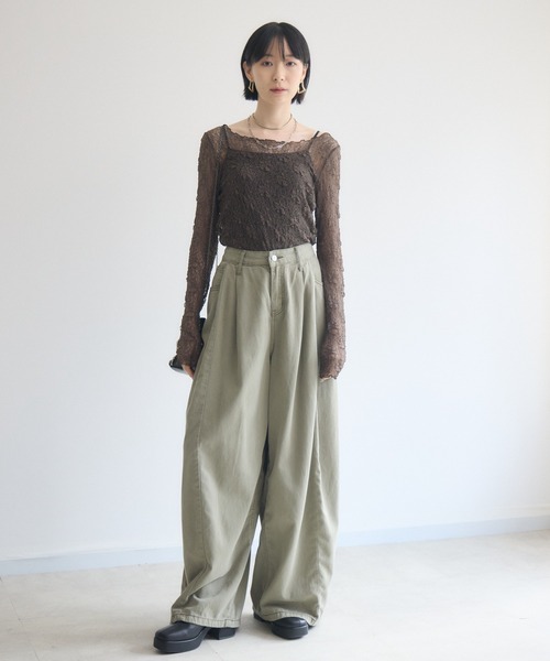 Paradise Picnic(パラダイスピクニック)の「TRANOI. ソフトレースシアートップス(Tシャツ/カットソー・レディース・ホワイト/ブラック/ブラウン・FREE)」の18枚目の写真