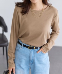 クルーネックカジュアルテレコリブカットソー