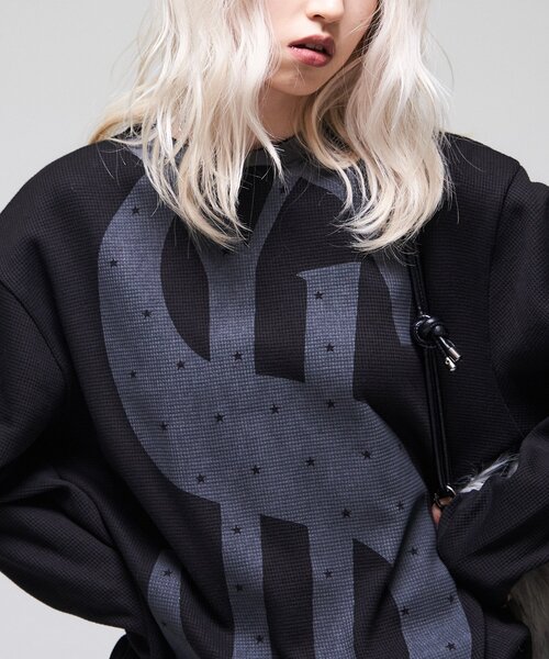 Sourcream(サワークリーム)の「【Sourcream】$ワッフルクルー(Tシャツ/カットソー・レディース・ベージュ/ブラック・SMALL/MEDIUM)」の8枚目の写真