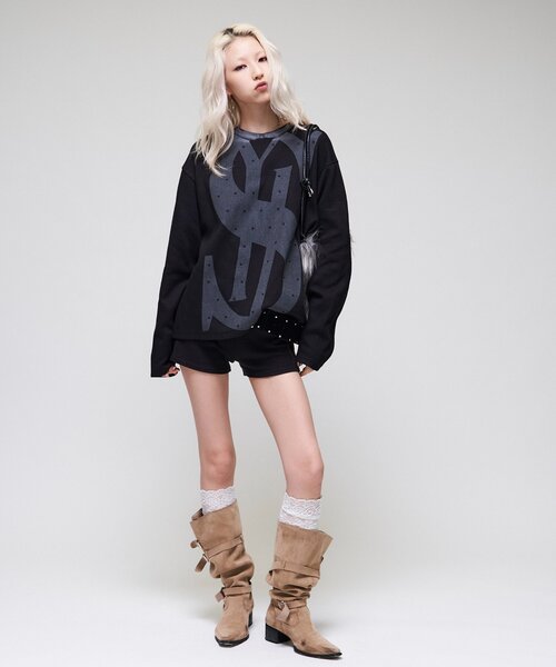 Sourcream(サワークリーム)の「【Sourcream】$ワッフルクルー(Tシャツ/カットソー・レディース・ベージュ/ブラック・SMALL/MEDIUM)」の9枚目の写真