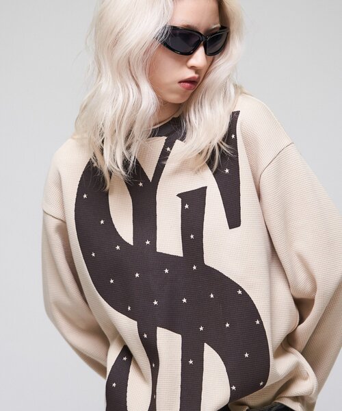 Sourcream(サワークリーム)の「【Sourcream】$ワッフルクルー(Tシャツ/カットソー・レディース・ベージュ/ブラック・SMALL/MEDIUM)」の12枚目の写真