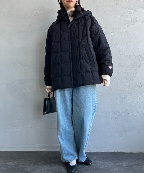 DANTON（ダントン）の「【WEB先行予約】[DANTON/ダントン] ナイロンタフタ フードダウンジャケット（ダウンジャケット/コート・レディース・ブラック/ライトベージュ・S）」の4枚目の写真