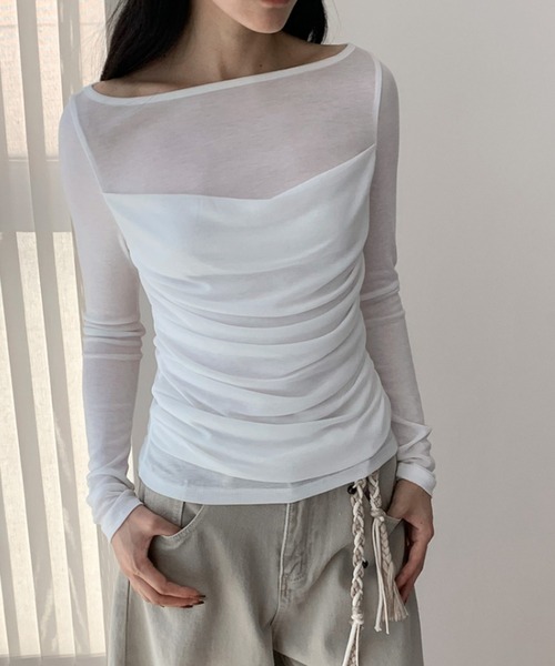 Vipoa(ヴィポア)の「ドレープレイヤードシアーカットソー(Tシャツ/カットソー・レディース・ブラック/グリーン/ブルー/ホワイト・FREE)」の14枚目の写真