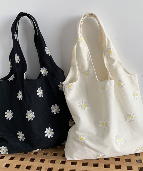 shoppinggo（ショッピングゴー）の「トートバッグ レディース ハンドバッグ カバン バッグ 大容量 花柄 布 カバントート 手提げ（トートバッグ・レディース・ブラック/ベージュ・FREE）」の8枚目の写真