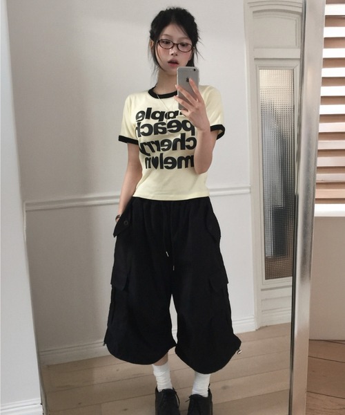 modimood(モディムード)の「バギーピンタックバミューダカーゴパンツ(カーゴパンツ・レディース・ベージュ/ブラック・FREE)」の12枚目の写真