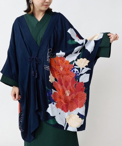 倭物やカヤ(ワモノヤカヤ)の「【倭物やカヤ】花つづりUV羽織(カーディガン/ボレロ・レディース・グリーン系その他/ネイビー/エンジ・FREE)」の13枚目の写真