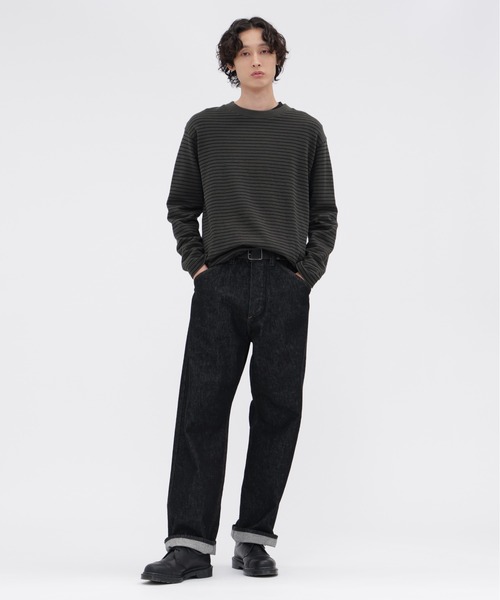 MHL.(エムエイチエル)の「TEXTURED COTTON STRIPE(Tシャツ/カットソー・メンズ・ダークグリーン/ライトベージュ・LARGE/MEDIUM)」の9枚目の写真