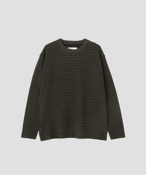 MHL.(エムエイチエル)の「TEXTURED COTTON STRIPE(Tシャツ/カットソー・メンズ・ダークグリーン/ライトベージュ・LARGE/MEDIUM)」の10枚目の写真