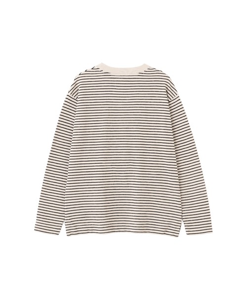 MHL.(エムエイチエル)の「TEXTURED COTTON STRIPE(Tシャツ/カットソー・メンズ・ダークグリーン/ライトベージュ・LARGE/MEDIUM)」の6枚目の写真