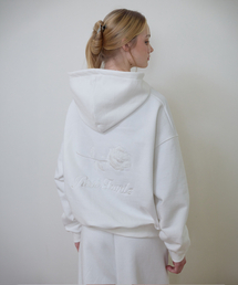 Back Rose Embroidery Hoodie [Ivory]