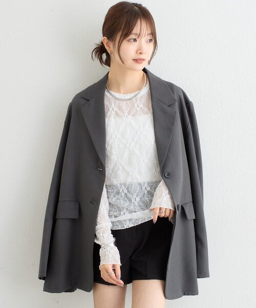 mystic(ミスティック)の「【ZOZO限定ITEM】フラワーレースロングTシャツ(Tシャツ/カットソー・レディース・ブラウン/オフホワイト・FREE)」の3枚目の写真
