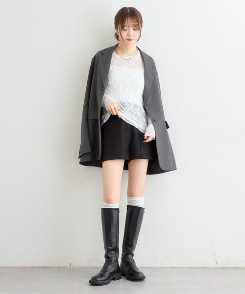 mystic(ミスティック)の「【ZOZO限定ITEM】フラワーレースロングTシャツ(Tシャツ/カットソー・レディース・ブラウン/オフホワイト・FREE)」の5枚目の写真