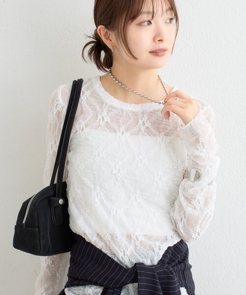 mystic(ミスティック)の「【ZOZO限定ITEM】フラワーレースロングTシャツ(Tシャツ/カットソー・レディース・ブラウン/オフホワイト・FREE)」の11枚目の写真