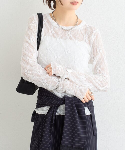 mystic(ミスティック)の「【ZOZO限定ITEM】フラワーレースロングTシャツ(Tシャツ/カットソー・レディース・ブラウン/オフホワイト・FREE)」の18枚目の写真