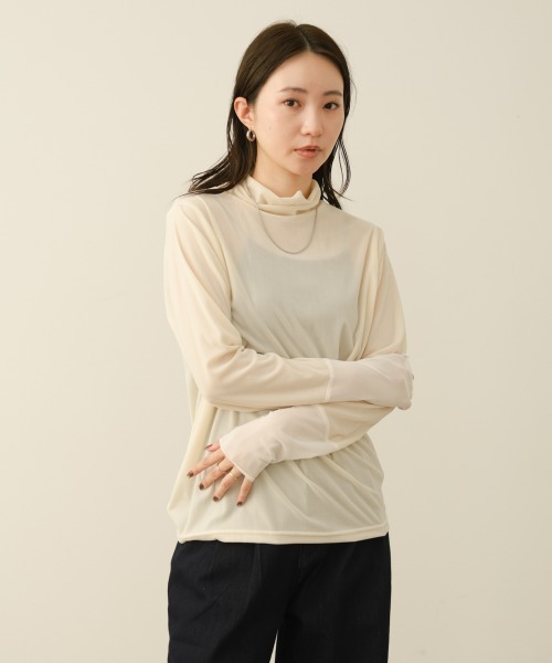 Bou Jeloud(ブージュルード)の「シアーベロアインナー(Tシャツ/カットソー・レディース・ブルー/グレー/オフホワイト/ブラック・FREE)」の5枚目の写真