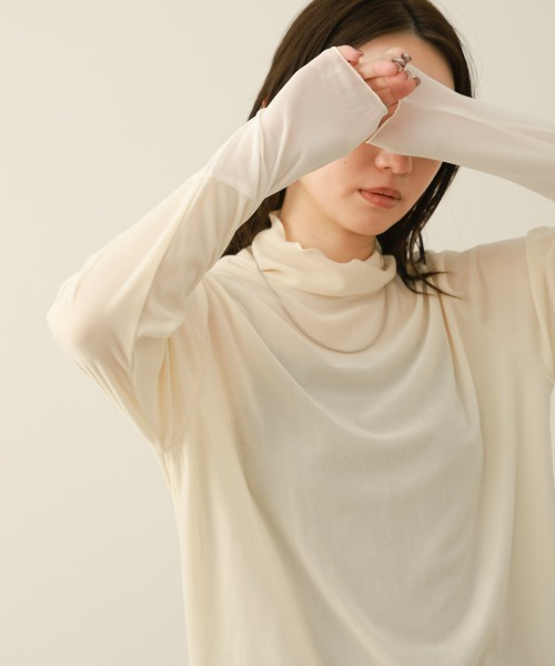 Bou Jeloud(ブージュルード)の「シアーベロアインナー(Tシャツ/カットソー・レディース・ブルー/グレー/オフホワイト/ブラック・FREE)」の7枚目の写真