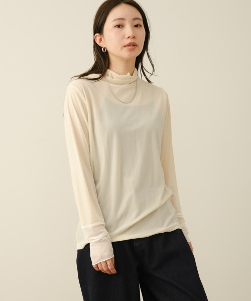 Bou Jeloud(ブージュルード)の「シアーベロアインナー(Tシャツ/カットソー・レディース・ブルー/グレー/オフホワイト/ブラック・FREE)」の8枚目の写真