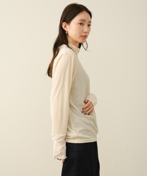 Bou Jeloud(ブージュルード)の「シアーベロアインナー(Tシャツ/カットソー・レディース・ブルー/グレー/オフホワイト/ブラック・FREE)」の11枚目の写真