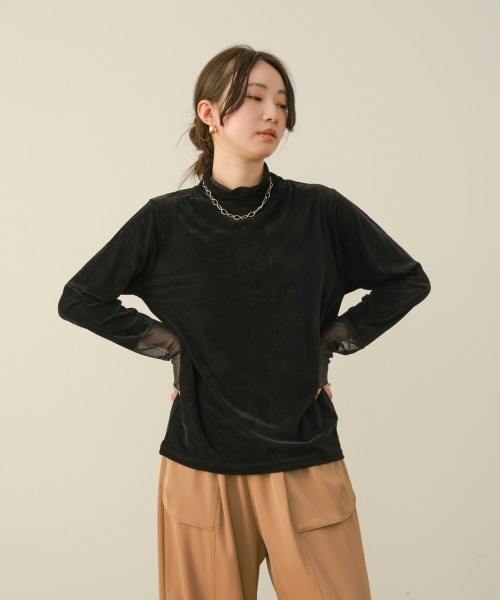 Bou Jeloud(ブージュルード)の「シアーベロアインナー(Tシャツ/カットソー・レディース・ブルー/グレー/オフホワイト/ブラック・FREE)」の21枚目の写真