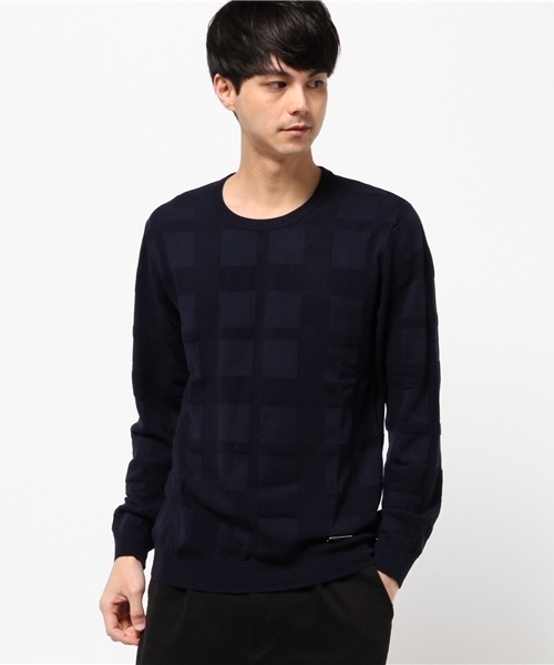 BLACK LABEL CRESTBRIDGE(ブラックレーベル・クレストブリッジ)の「【PREMIUM COLLECTION】シャドークレストブリッジチェックニット(ニット/セーター・メンズ・ネイビー/オフホワイト/グレー/ブラック・L/M)」の4枚目の写真