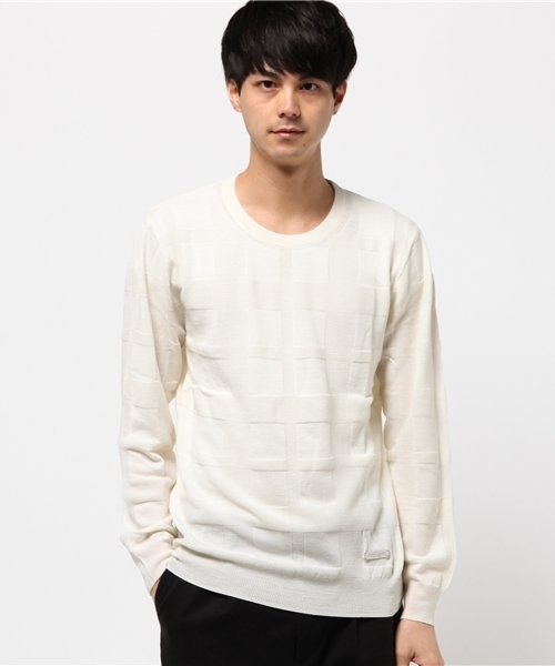BLACK LABEL CRESTBRIDGE(ブラックレーベル・クレストブリッジ)の「【PREMIUM COLLECTION】シャドークレストブリッジチェックニット(ニット/セーター・メンズ・ネイビー/オフホワイト/グレー/ブラック・L/M)」の2枚目の写真