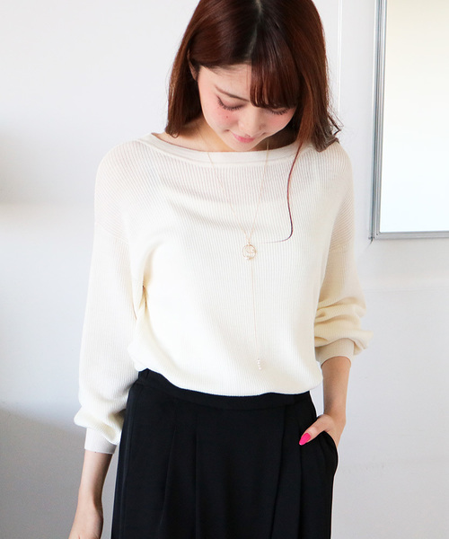 N.(N. Natural Beauty Basic)(エヌエヌナチュラルビューティーベーシック)の「WOOL BASIC ラウンドネックニット(ニット/セーター・レディース・ホワイト/ボルドー/ブラック/ベージュ/グレー/ブルー・MEDIUM)」の2枚目の写真