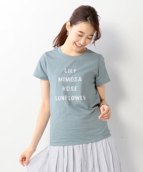Jewel Changes（ジュエルチェンジズ）の「〓【雑誌掲載】★JC フラワーロゴプリント Tシャツ / 【JJ掲載】（Tシャツ/カットソー・レディース・オフホワイト/グレー/ブラウン/ライトブルー・FREE）」の4枚目の写真