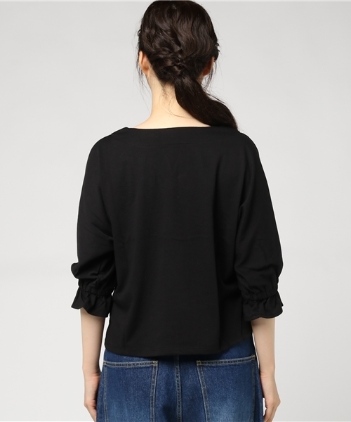 VENCEEXCHANGE（ヴァンスエクスチェンジ）の「花柄プリントキャンディスリーブプルオーバー（Tシャツ/カットソー・レディース・ライトブラウン/ブラック/オフホワイト・MEDIUM）」の6枚目の写真