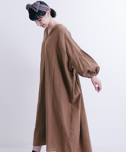 MERLOT(メルロー)の「コットンネルスキッパーシャツワンピース1196(シャツワンピース・レディース・ブラック/グリーン/ワイン/オフホワイト/キャメル・FREE)」の5枚目の写真