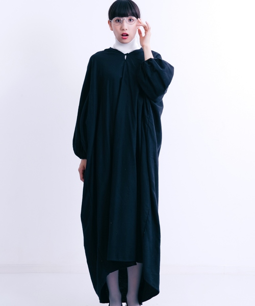 MERLOT(メルロー)の「コットンネルスキッパーシャツワンピース1196(シャツワンピース・レディース・ブラック/グリーン/ワイン/オフホワイト/キャメル・FREE)」の3枚目の写真