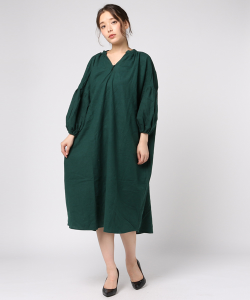 MERLOT(メルロー)の「コットンネルスキッパーシャツワンピース1196(シャツワンピース・レディース・ブラック/グリーン/ワイン/オフホワイト/キャメル・FREE)」の15枚目の写真