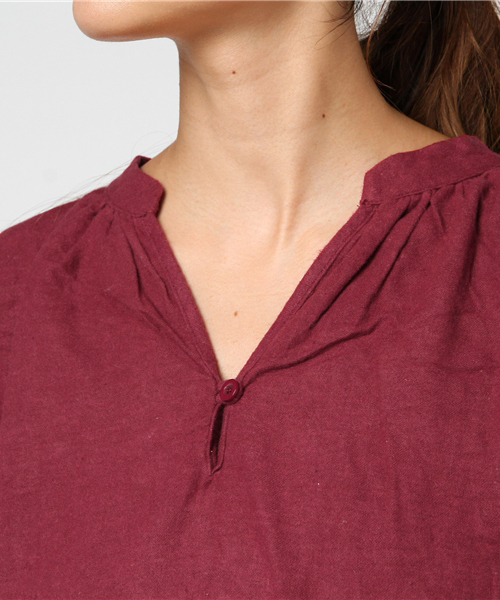 MERLOT(メルロー)の「コットンネルスキッパーシャツワンピース1196(シャツワンピース・レディース・ブラック/グリーン/ワイン/オフホワイト/キャメル・FREE)」の7枚目の写真