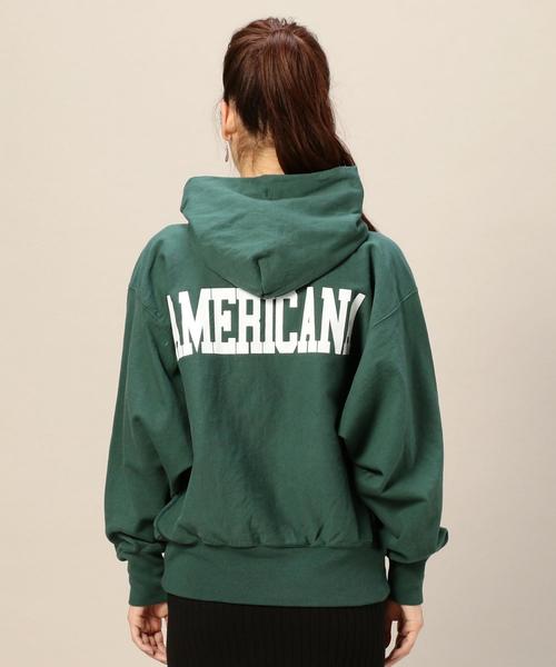 AMERICANA（アメリカーナ）の「＜Americana（アメリカーナ）＞ビッグシルエットフーディ：（パーカー・レディース・オリーブ/パープル・FREE）」の3枚目の写真