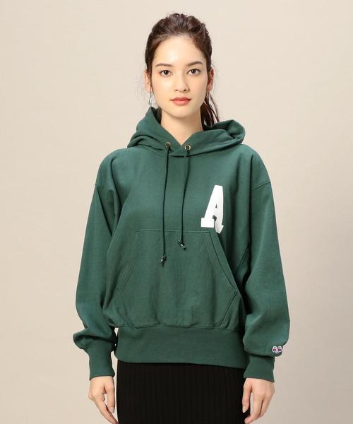 AMERICANA（アメリカーナ）の「＜Americana（アメリカーナ）＞ビッグシルエットフーディ：（パーカー・レディース・オリーブ/パープル・FREE）」の4枚目の写真