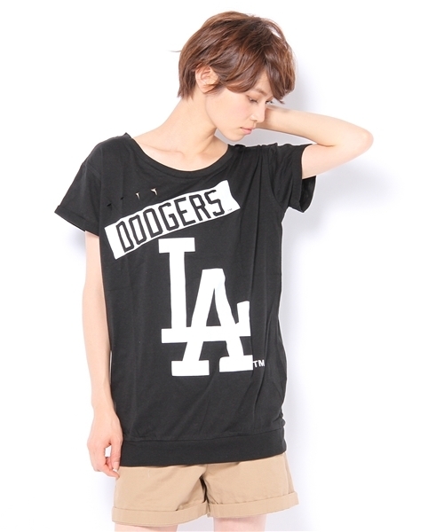 LB-03（エルビー・ゼロスリー）の「MLB keys　BIG Ｔシャツ（Tシャツ/カットソー・レディース・ブラック系/ホワイト系・FREE）」の2枚目の写真