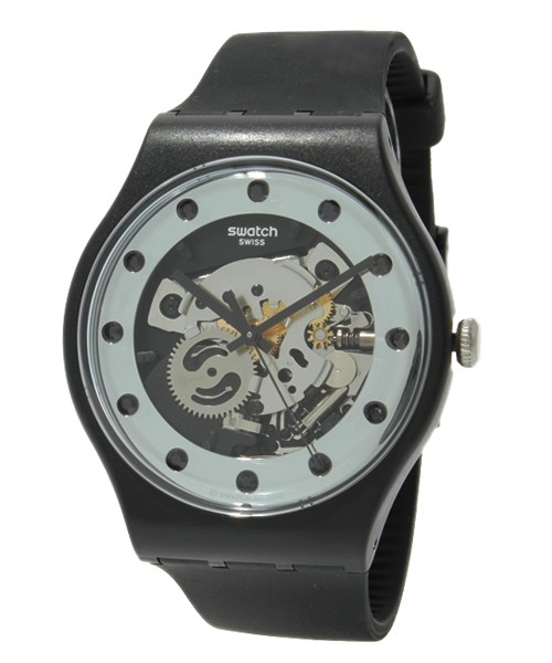 SWATCH(スウォッチ)の「New Gent Lacquered(アナログ腕時計・メンズ・ブラック×シルバー/ホワイト×ゴールド・FREE)」の1枚目の写真