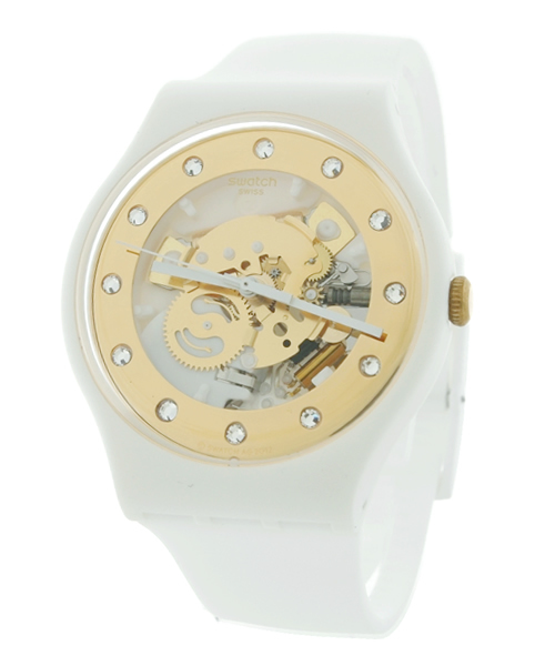 SWATCH(スウォッチ)の「New Gent Lacquered(アナログ腕時計・メンズ・ブラック×シルバー/ホワイト×ゴールド・FREE)」の2枚目の写真