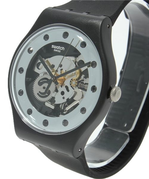 SWATCH(スウォッチ)の「New Gent Lacquered(アナログ腕時計・メンズ・ブラック×シルバー/ホワイト×ゴールド・FREE)」の5枚目の写真