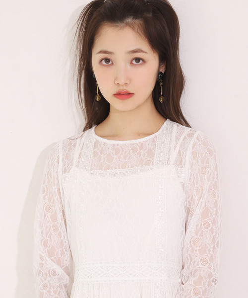 one after another NICE CLAUP(ワンアフターアナザーナイスクラップ)の「きれいめレースワンピース(ワンピース・レディース・オフホワイト/ブラック/ベージュ・FREE)」の6枚目の写真