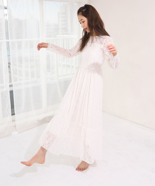 one after another NICE CLAUP(ワンアフターアナザーナイスクラップ)の「きれいめレースワンピース(ワンピース・レディース・オフホワイト/ブラック/ベージュ・FREE)」の8枚目の写真