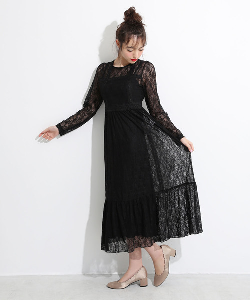 one after another NICE CLAUP(ワンアフターアナザーナイスクラップ)の「きれいめレースワンピース(ワンピース・レディース・オフホワイト/ブラック/ベージュ・FREE)」の12枚目の写真