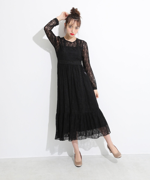 one after another NICE CLAUP(ワンアフターアナザーナイスクラップ)の「きれいめレースワンピース(ワンピース・レディース・オフホワイト/ブラック/ベージュ・FREE)」の14枚目の写真