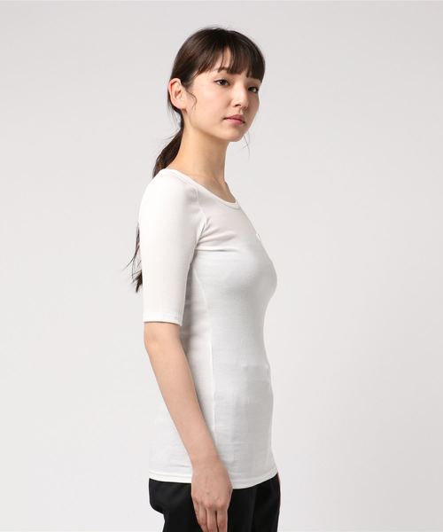 Born（ボーン）の「Born Half Sleeve Rib T-shirts/ボーン ハーフ スリーブ リブ Tシャツ（Tシャツ/カットソー・レディース・オフホワイト/パープル/チャコールグレー/ブラック/レッド/オリーブ/ネイビー・FREE）」の8枚目の写真