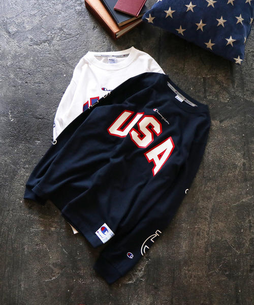 Champion（チャンピオン）の「Champion ( チャンピオン ) ロゴロングスリーブカットソー（Tシャツ/カットソー・レディース・ホワイト/ネイビー・SMALL）」の2枚目の写真