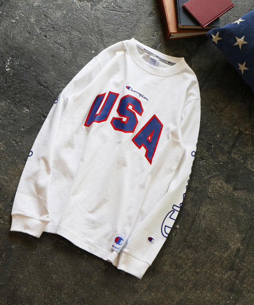 Champion（チャンピオン）の「Champion ( チャンピオン ) ロゴロングスリーブカットソー（Tシャツ/カットソー・レディース・ホワイト/ネイビー・SMALL）」の12枚目の写真